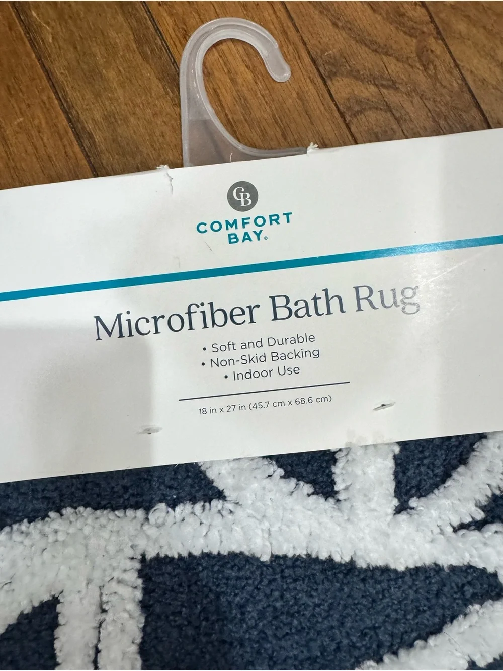 Comfort Bay Microfiber Bath Rug and Bath Runner Set - Navy Blue and White New!